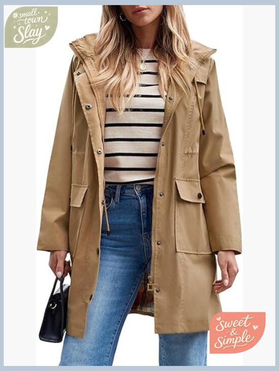 Jackets & Blazers - Women's Waterproof Rain Jacket Long Raincoat Hooded Windbreaker Trench Coat